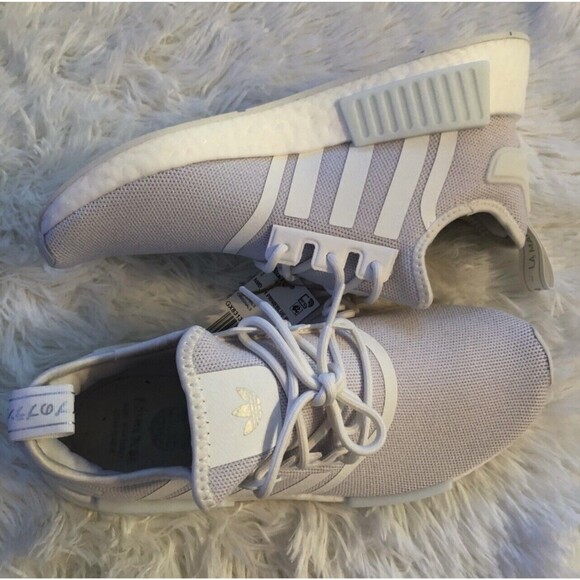 New ADIDAS Size 8 Nmd_R1 Primeblue Women’s White Metallic Sneakers - Picture 2 of 7